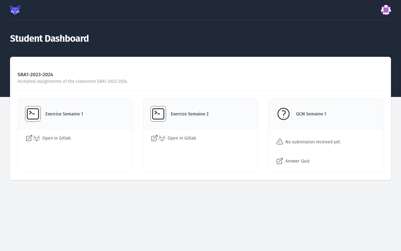 Student Dashboard with Assignments