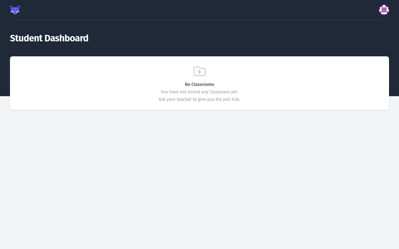 Empty Student Dashboard