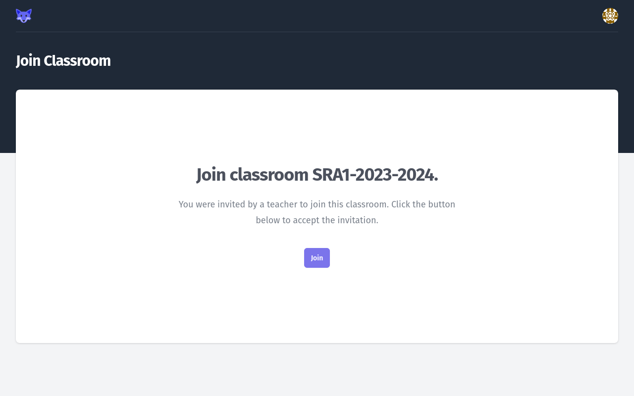 Join Classroom page