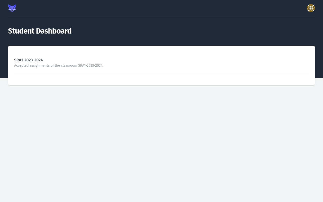 Your Student Dashboard after joining your first Classroom