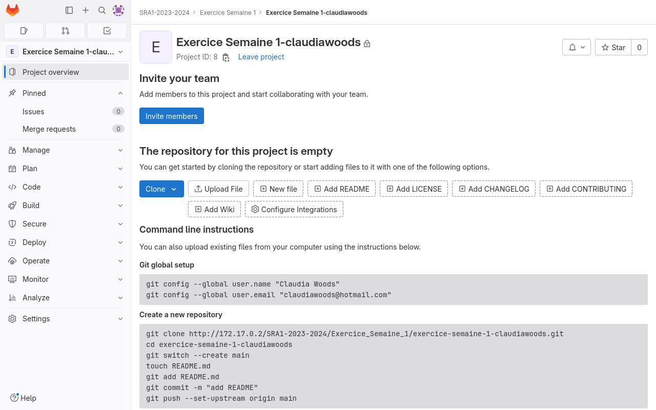 Exercise Assignment GitLab project