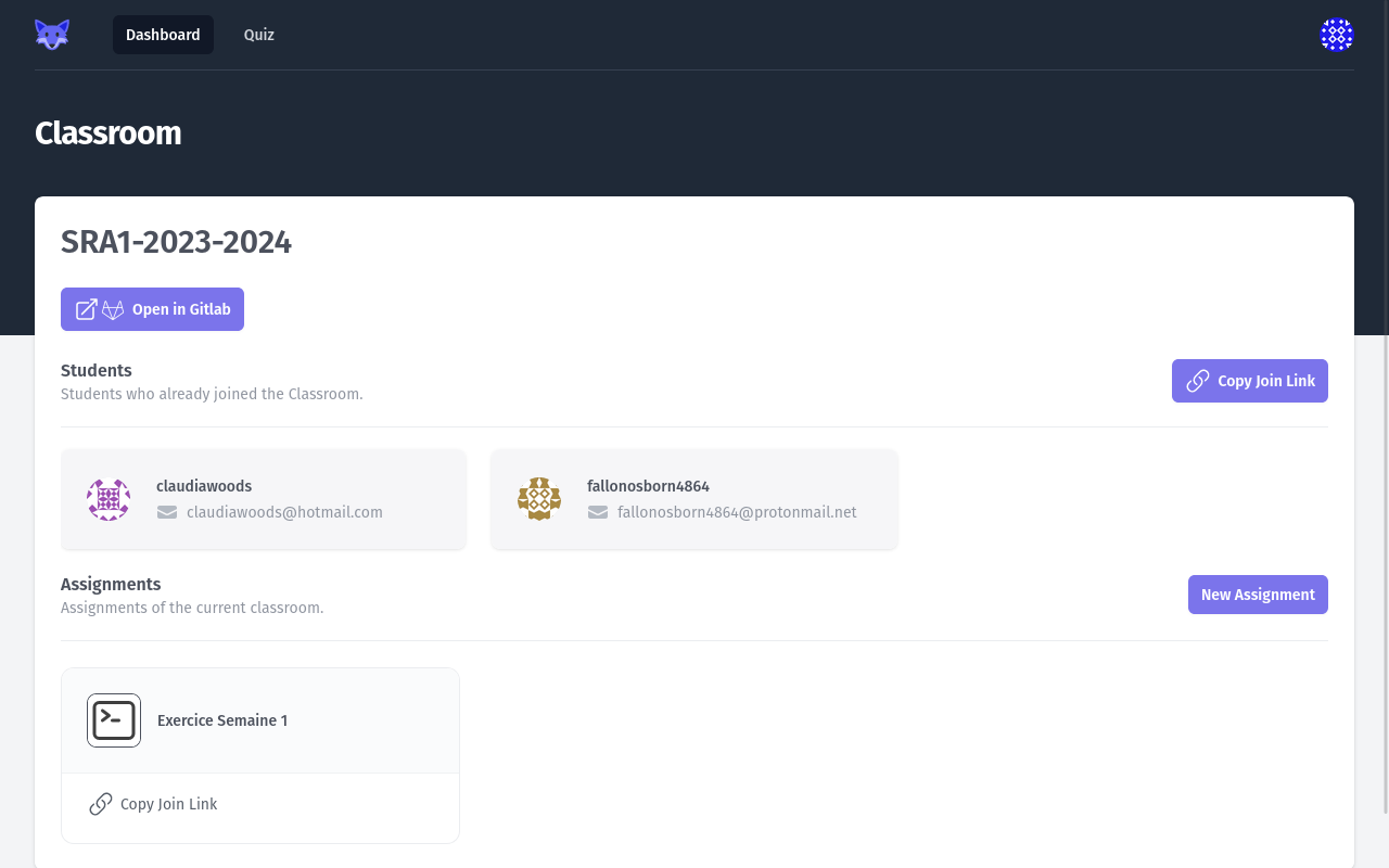 The created Assignment on the Teacher Dashboard